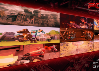 The 25 Best PC Games Of All Time A montage of nine classic PC game screenshots including Elden Ring, Minecraft, Baldur's Gate 3 and The Orange Box, displayed on a perspective-skewed screen with a red tint — cover art for PCZ's 25 Best PC Games of All Time feature