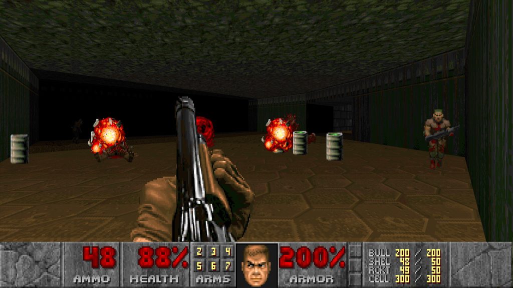 Doom (1993)
First-person view of a shotgun aimed at demons in the original Doom (1993)
