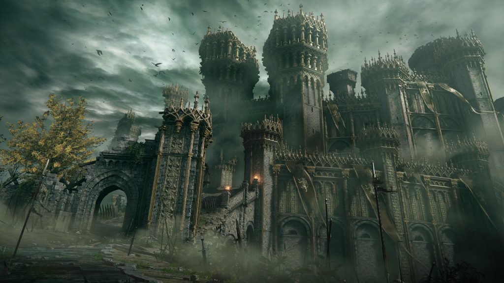 Elden Ring
The towering gothic ruins of Stormveil Castle loom under a stormy sky in Elden Ring