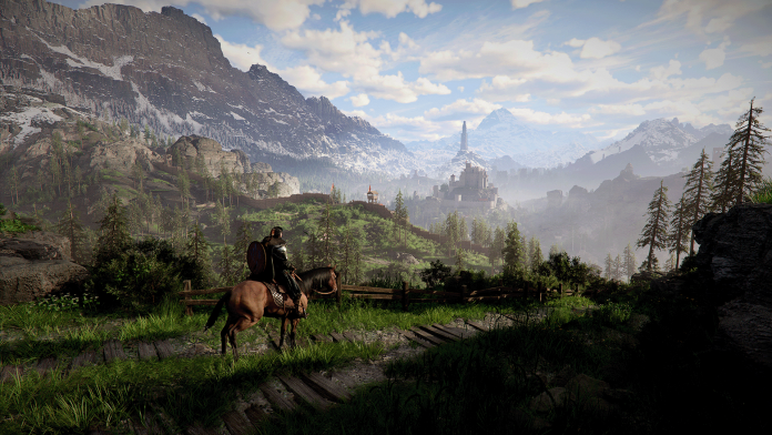 Crimson Desert Kliff rides a horse through the wilderness
