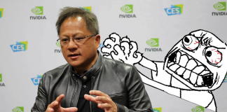 DLSS 5 Backlash: The Real Reason Everyone’s So Angry Nvidia CEO Jensen Huang on stage with angry meme DLSS 5