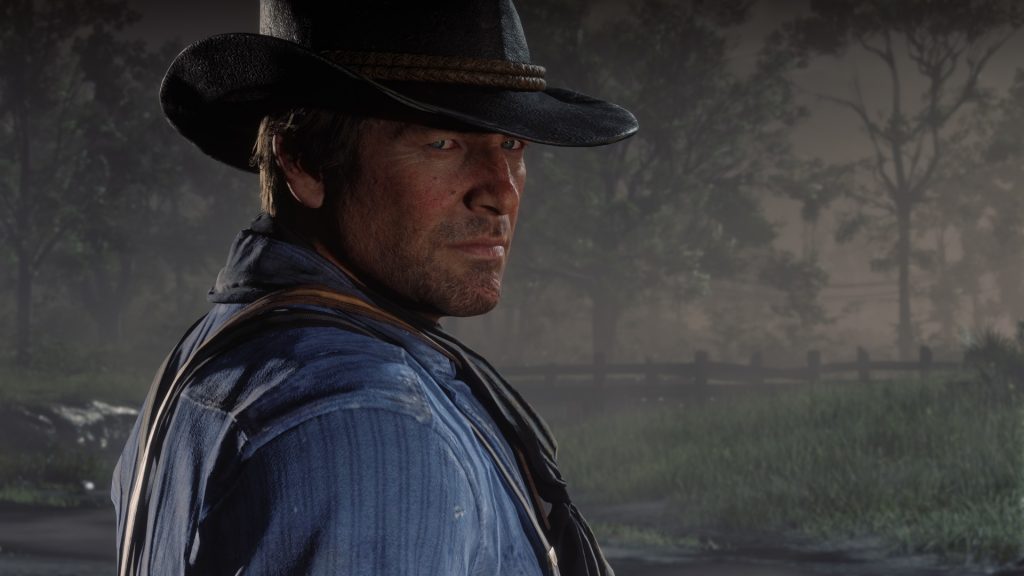 d Dead Redemption 2
Arthur Morgan looks to his right in a gloomy countryside