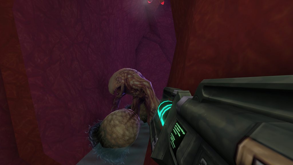 System Shock 2
A dark spacecraft corridor with SHODAN's presence felt in System Shock 2