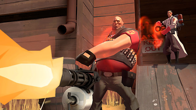 The Orange Box
The Heavy and Medic from Team Fortress 2, part of Valve's The Orange Box