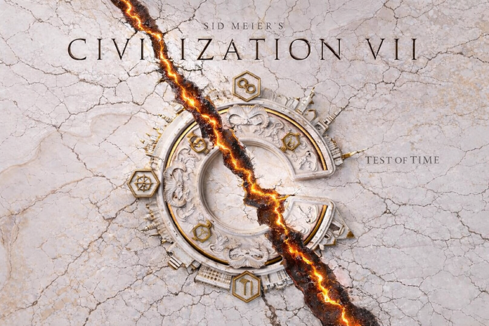 Civilization VII game banner with large crack riveting through it