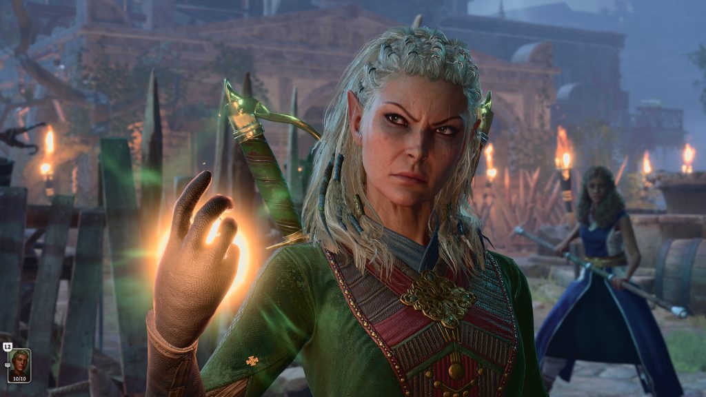 angry Elf lady character in Baldur's Gate 3